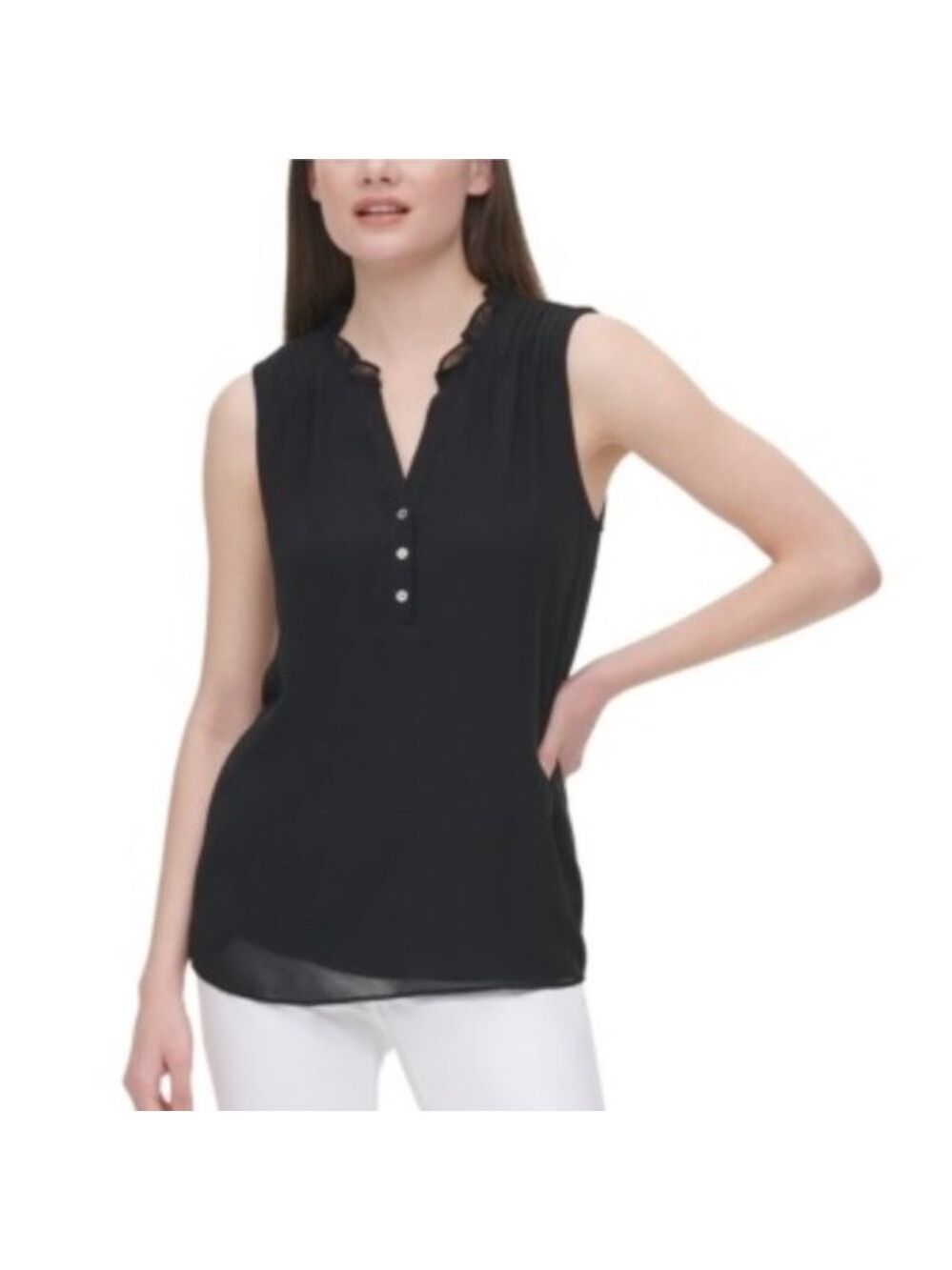 Calvin Klein Ruffled Pleated Blouse